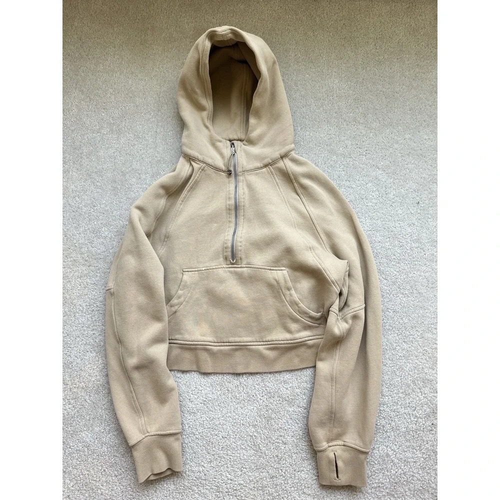 Lululemon Scuba Half-Zip Cotton-Blend Hoody - Heathered Nutmeg M/L